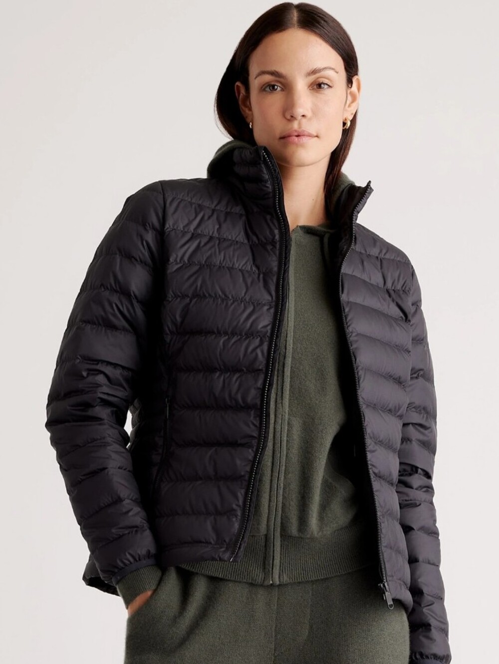Quince Black Quilted Lightweight Puffer Jacket